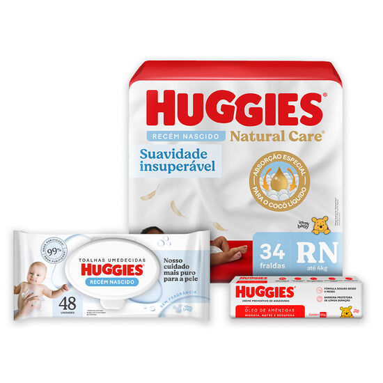 Kit Primeiros Dias Huggies Natural Care RN - 34 fraldas